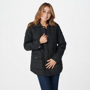 Isaac Mizrahi Live! Zip Front Quilted Jacket with Leopard Printed Lining